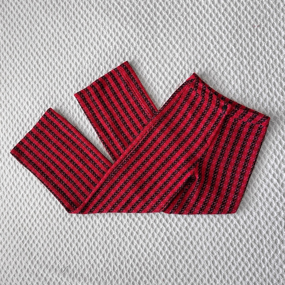 Boohoo | Bright red & pink woven plaid wide leg trouser